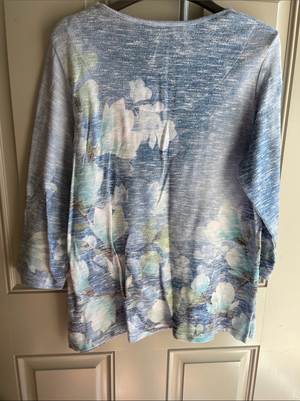 Alfred Dunner Light Blue Floral Scoop-Neck Long Sleeve Top - Picture 3 of 3